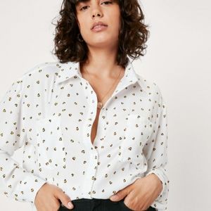 Nasty Gal Dainty Leopard Oversized Button Up Blouse Large NWT